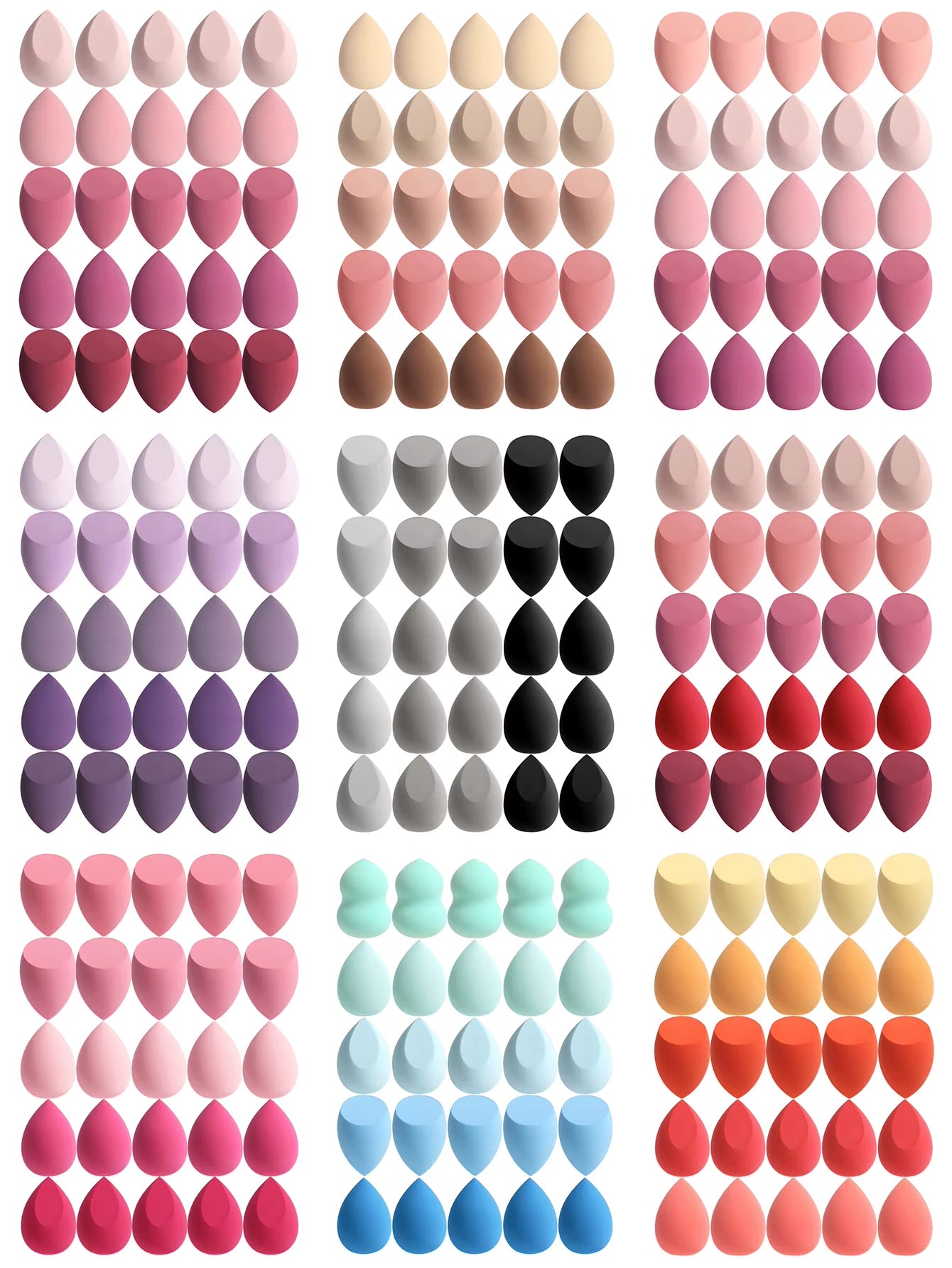 25 Beauty Eggs (Makeup Sponges), Foundation Make-Up Mixed Beauty Sponges, Liquid, Cream and Powder Flawless, Multi-Color Makeup