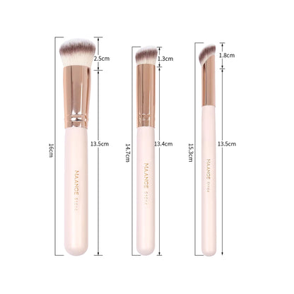 3Pcs Makeup Brushes + 2Pcs Triangle Powder Puff Set Concealer Eye Shadow Makeup Brush Blending Cosmetic Beauty Tools