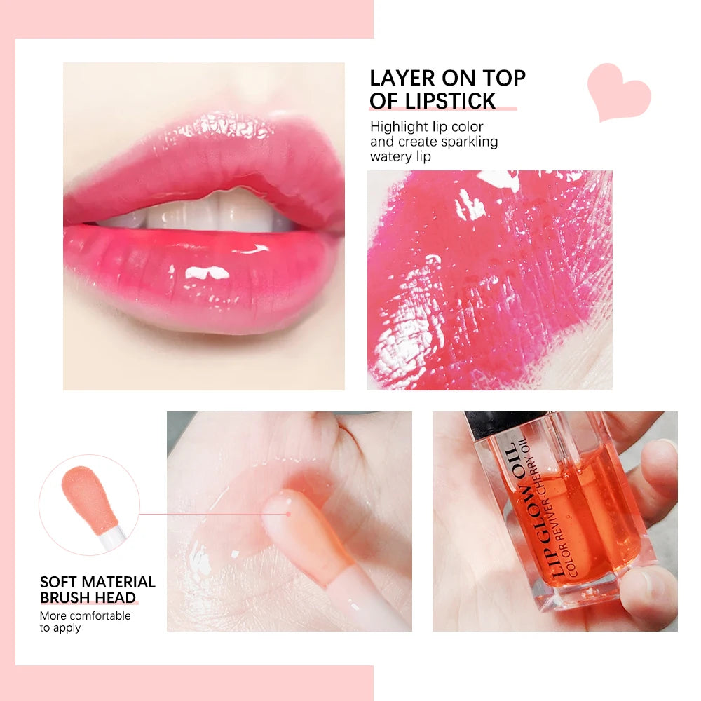 Hot Clear 6Ml Crystal Jelly Moisturizing Lip Oil Plumping Lip Gloss Sexy Plump Lip Glow Oil Tinted Lip Plumper Lips Makeup